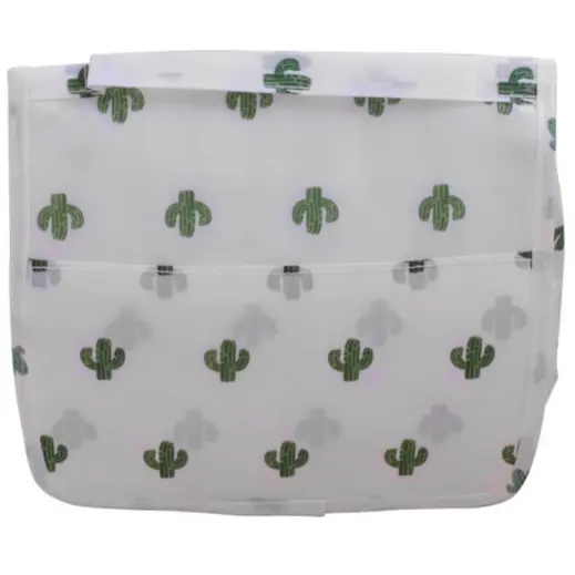 Velcro Hanging Toiletry Bag White Green Front